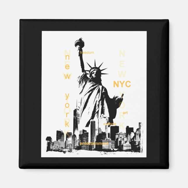 Nyc New York Brooklyn Bridge Liberty Statue Mens _ Magnet (Vorne)