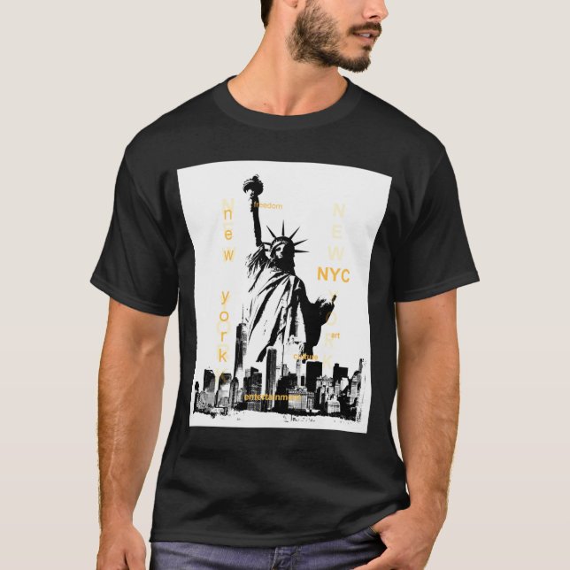 Nyc New York Brooklyn Bridge Liberty Statue Mens _ T-Shirt (Vorderseite)