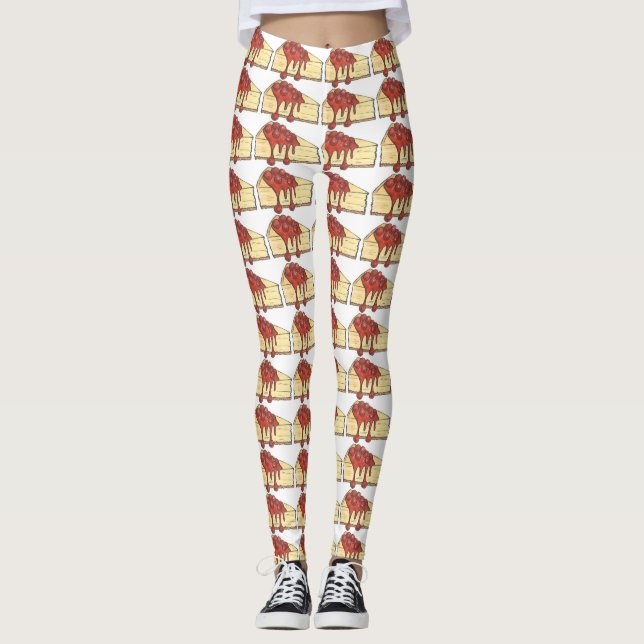 NYC New York Cherry Cheesecake Käse Cake Feinschme Leggings (Vorderseite)
