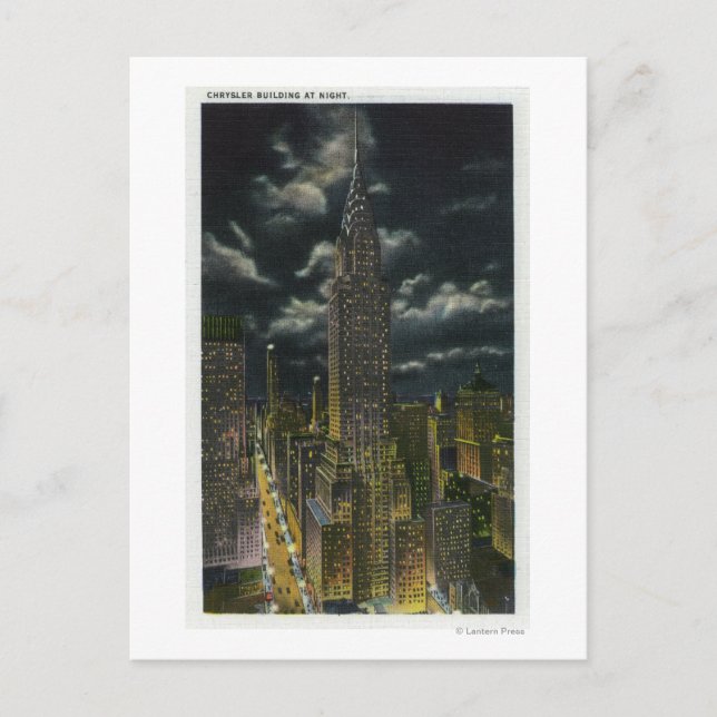 NYC, New York Chrysler Gebäude am Abend # 2 Postkarte (Vorderseite)