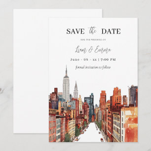 NYC New York City Aquarell Vintage Save-the-Date Einladung