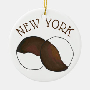 NYC New York City Black and White Cookie Keramik Ornament