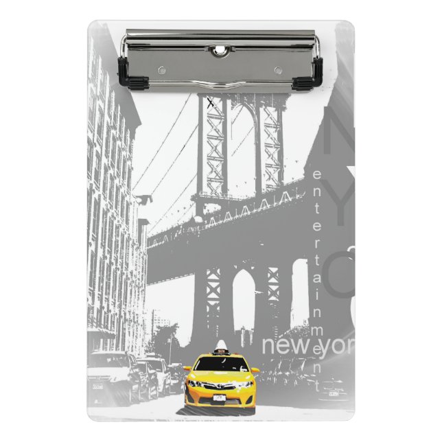 Nyc New York City Brooklyn Bridge Yellow Taxi Mini Klemmbrett (Vorderseite)