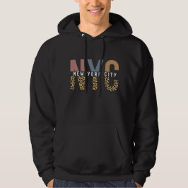 NYC New York City Cheetah Print Typografy Hoodie