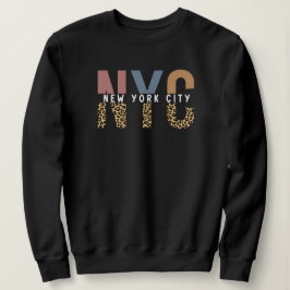 NYC New York City Cheetah Print Typografy Sweatshirt