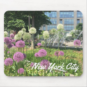 NYC New York City Columbus Circle Allium Fountain Mousepad