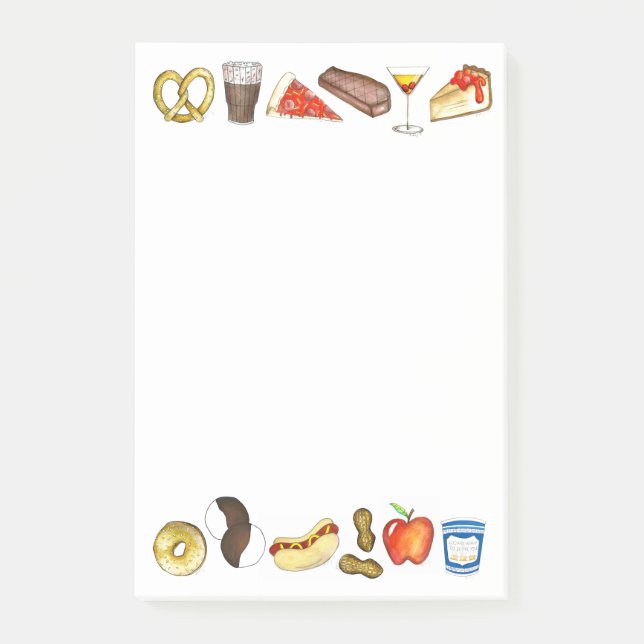 NYC New York City Foods Feinschmecker Post Post-it Klebezettel (Vorderseite)