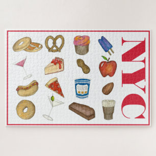 NYC New York City Foods Pizza Pretzel Cheesecake Puzzle