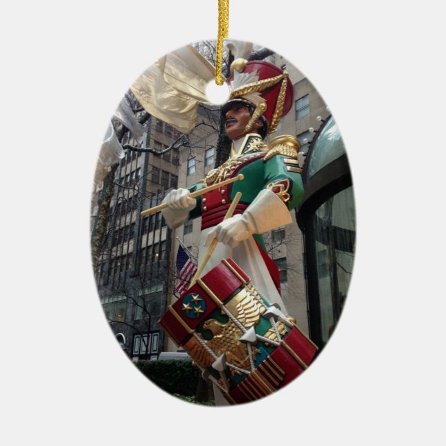 NYC New York City Holiday Drummer Junge Weihnachte Keramikornament (Vorne)