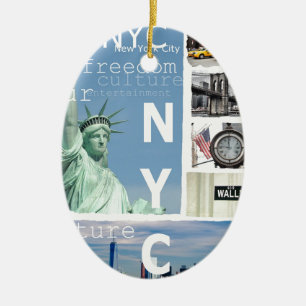 Nyc New York City Liberty Statue Brooklyn Bridge Keramik Ornament