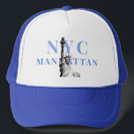 Nyc New York City Manhattan Liberty Statue Truckerkappe<br><div class="desc">Nyc New York City Manhattan Liberty Statue White und Royal Blue Elegant Template Trucker Hut.</div>