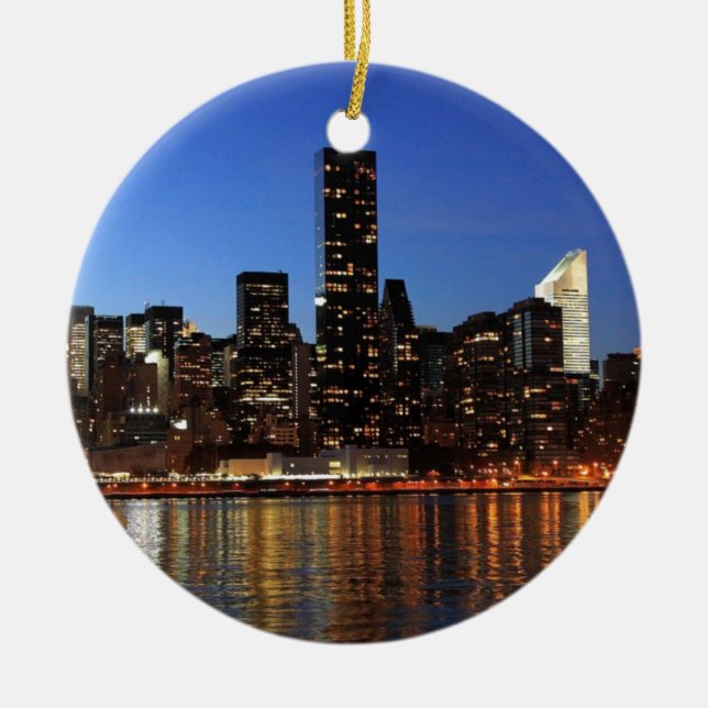 NYC New York City Manhattan Nacht Keramikornament (Vorne)