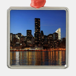 NYC New York City Manhattan Nacht Ornament Aus Metall