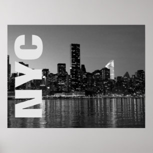 NYC New York City Manhattan Night Schwarz-weiß Poster