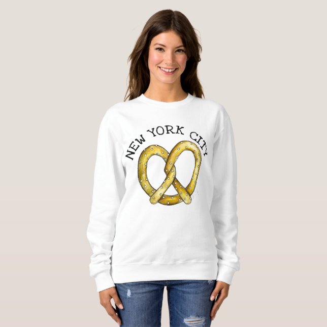 NYC New York City Salty Soft Pretzel Feinschmecker Sweatshirt (Vorne ganz)