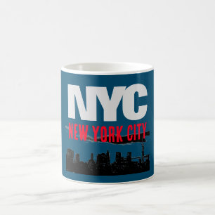 NYC New York City USA Retro Vintage Blau Kaffeetasse