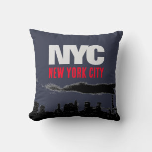 NYC New York City USA Retro Vintage Marineblau Kissen