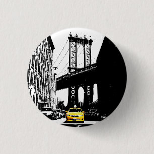 Nyc New York City Yellow Taxi Brooklyn Bridge Button