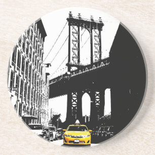 Nyc New York City Yellow Taxi Brooklyn Bridge Getränkeuntersetzer