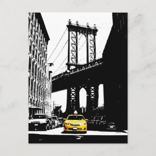 Nyc New York City Yellow Taxi Brooklyn Bridge Postkarte
