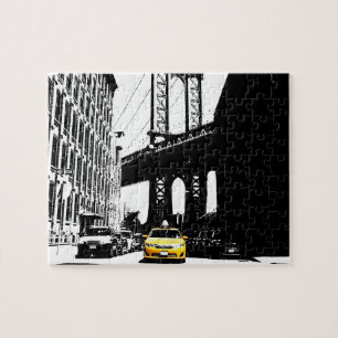 Nyc New York City Yellow Taxi Brooklyn Bridge Puzzle