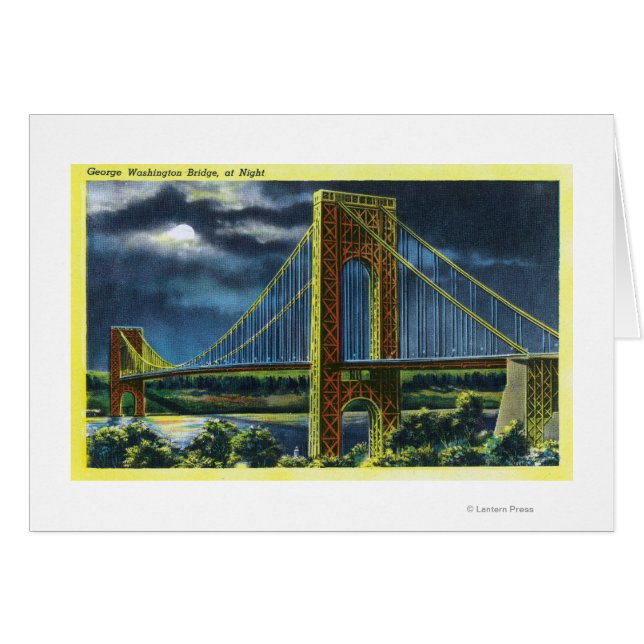 NYC, New York George Washington Bridge bei Nacht (Vorderseite (Horizontal))