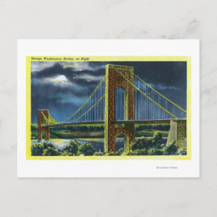 NYC, New York George Washington Bridge bei Nacht Postkarte