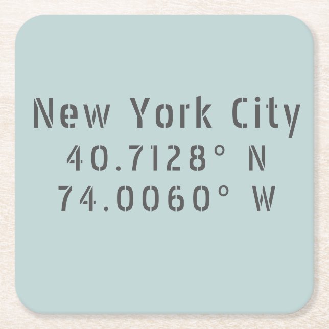 NYC New York Latitude Longitude Rechteckiger Pappuntersetzer (Vorderseite)