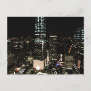 NYC New York Night Lower Manhattan Lights Postcard Postkarte