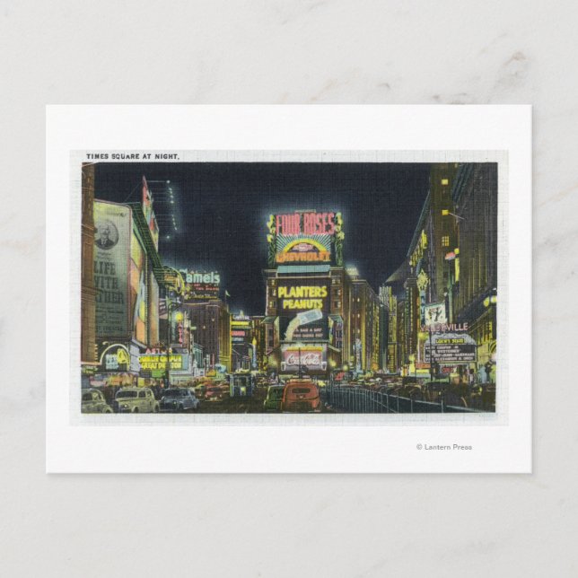 NYC, New YorkView of Times Square at Night # 2 Postkarte (Vorderseite)
