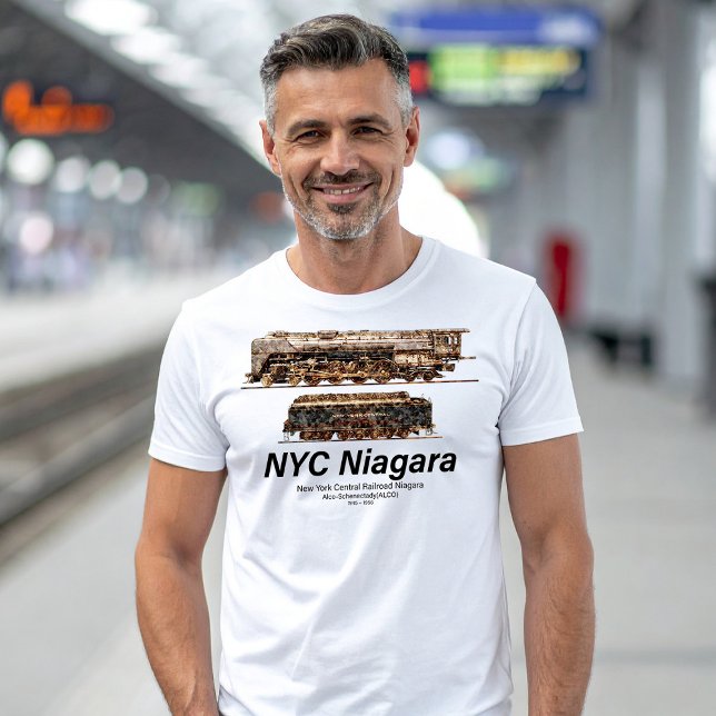 NYC Niagara – American Train Steam Locomotive T-Shirt (NYC Niagara – American Train Steam Locomotive. Mens Basic T-Shirt)
