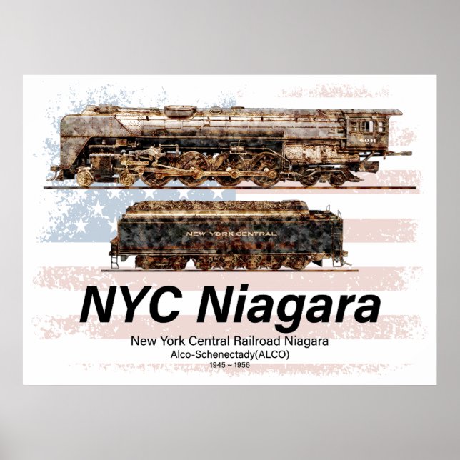 NYC Niagara Steam Locomotive Profil Amerikanische  Poster (Vorne)