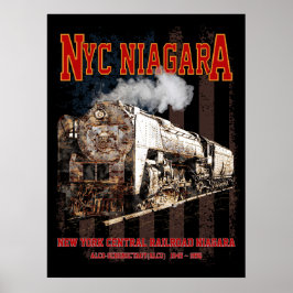 NYC Niagara Steam Locomotive with American flag Poster