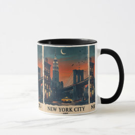 NYC Night Skyline Coffee Mug New York City Art Cup Tasse