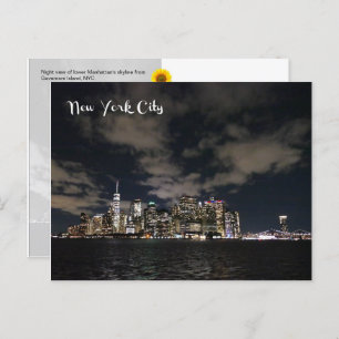 NYC Night Skyline - H Postkarte