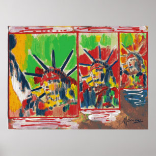 NYC Peter Max Stil 3 Freiheiten 9-11signed Poster