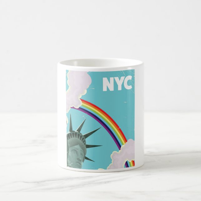 NYC Rainbow Vintage Reiseplakate Tasse (Mittel)