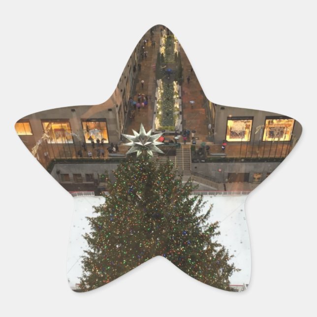 NYC Rockefeller Center Christmas Tree Skaten Rink Stern-Aufkleber (Vorderseite)