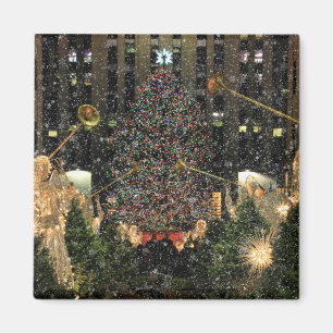 NYC Rockefeller Center Xmas Tree Falling Snow Magnet
