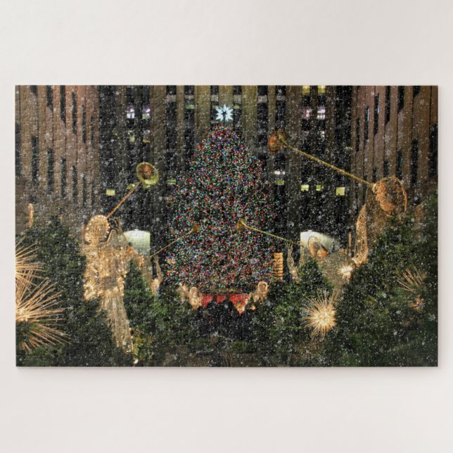 NYC Rockefeller Center Xmas Tree Falling Snow Puzzle (Horizontal)