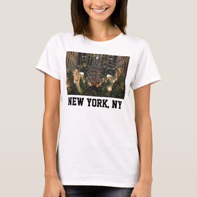NYC Rockefeller Mittelweihnachtsbaum-fallender T-Shirt (Vorderseite)