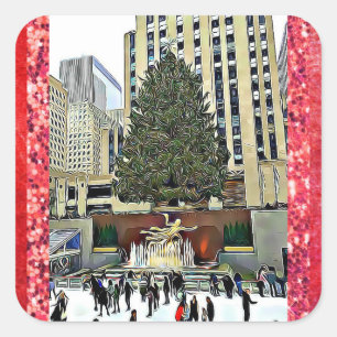 NYC Rockefeller Quadratischer Aufkleber
