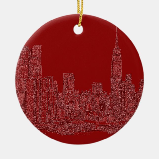 NYC Rotgraphik Keramikornament (Vorne)