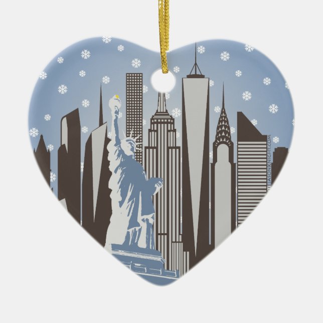 NYC Schneeflocken Keramikornament (Vorne)