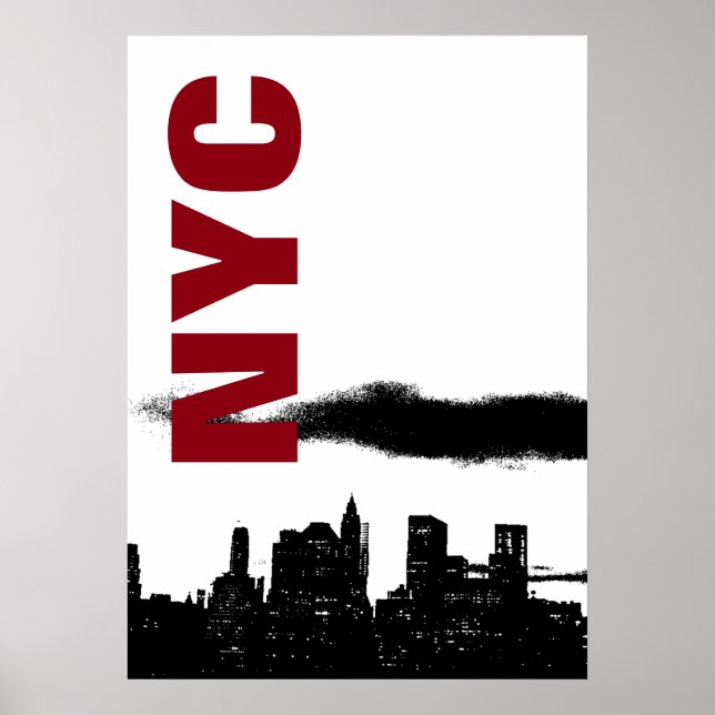 NYC Schwarz-weiß Manhattan Silhouette Pop Art Poster (Vorne)