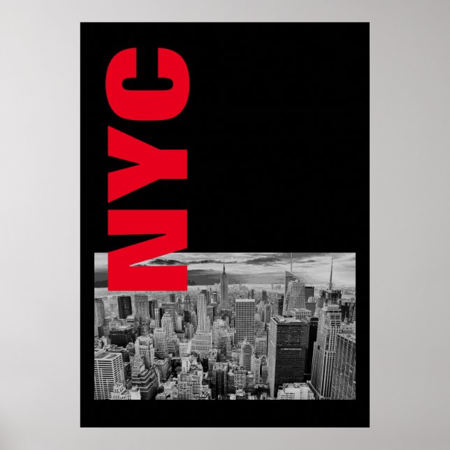 NYC Schwarz-weiß Red Vintag Manhattan Poster (Vorne)