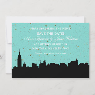 NYC Silhouette DIY BG Color Save the Date Tur Einladung
