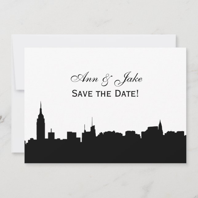 NYC Silhouette DIY BG Color Save the Date Wh2 (Vorderseite)
