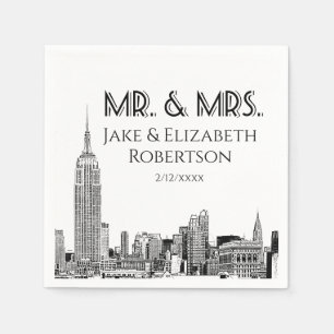NYC Skyline 01 Etch DIY BG Color Wedding Mr. #2 Serviette