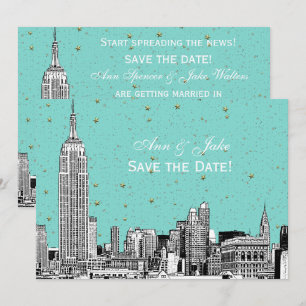 NYC Skyline 01 Etch DIY BG Farbe Save-the-Date-Tou Einladung